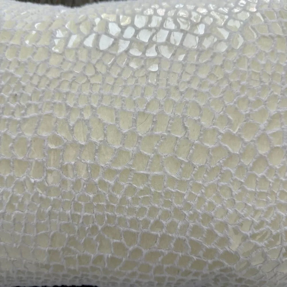 Newport Ivory Iridescent Faux Snakeskin Lumbar Rectange Throw Pillow
